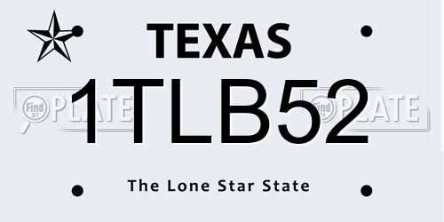 1TLB52 Texas License Plate
