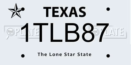 1TLB87 Texas License Plate