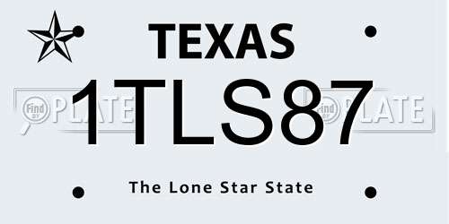 1TLS87 Texas License Plate