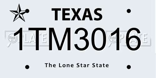 1TM3016 Texas License Plate