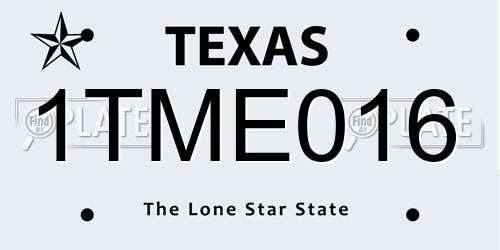 1TME016 Texas License Plate