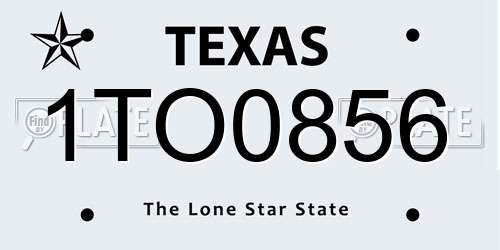 1TO0856 Texas License Plate