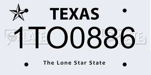 1TO0886 Texas License Plate