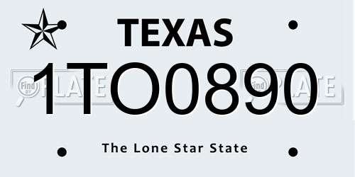 1TO0890 Texas License Plate