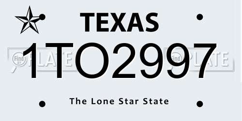 1TO2997 Texas License Plate
