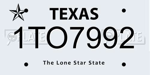 1TO7992 Texas License Plate