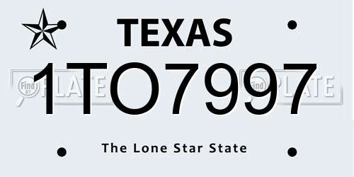 1TO7997 Texas License Plate