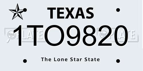 1TO9820 Texas License Plate