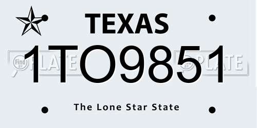 1TO9851 Texas License Plate