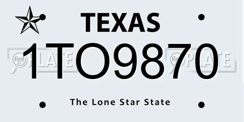 1TO9870 Texas License Plate