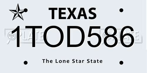 1TOD586 Texas License Plate
