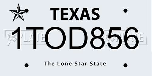 1TOD856 Texas License Plate