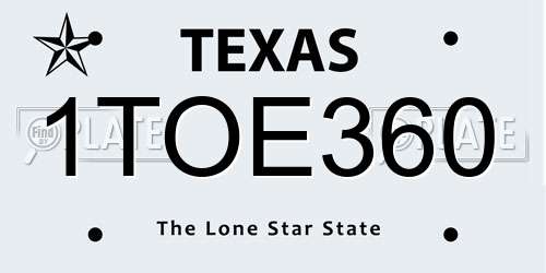 1TOE360 Texas License Plate