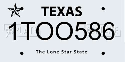 1TOO586 Texas License Plate