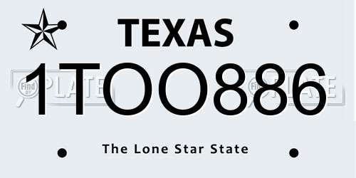1TOO886 Texas License Plate