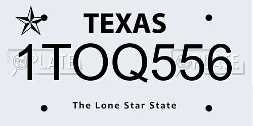 1TOQ556 Texas License Plate