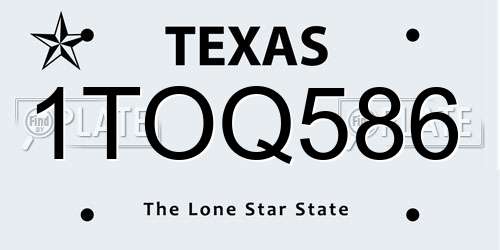 1TOQ586 Texas License Plate