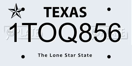 1TOQ856 Texas License Plate