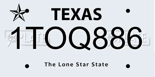 1TOQ886 Texas License Plate