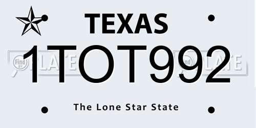 1TOT992 Texas License Plate
