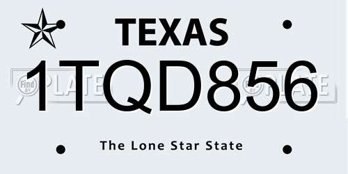 1TQD856 Texas License Plate