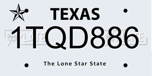 1TQD886 Texas License Plate