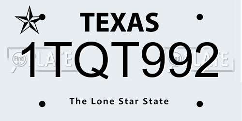 1TQT992 Texas License Plate