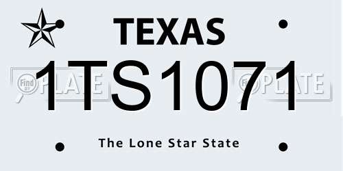 1TS1071 Texas License Plate