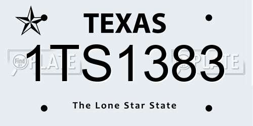 1TS1383 Texas License Plate
