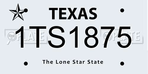 1TS1875 Texas License Plate