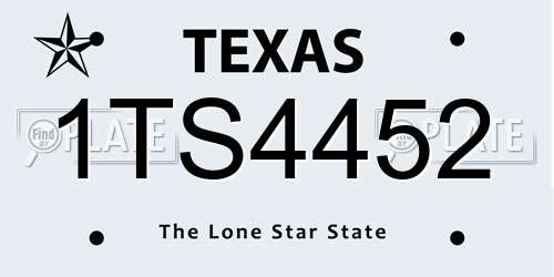 1TS4452 Texas License Plate
