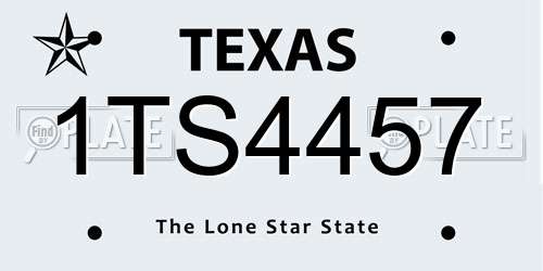 1TS4457 Texas License Plate