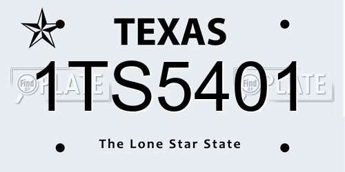 1TS5401 Texas License Plate