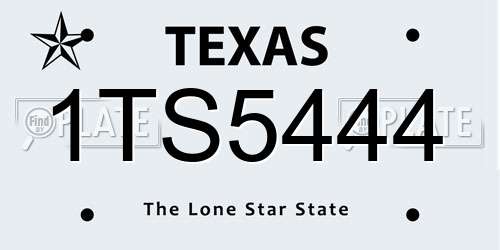 1TS5444 Texas License Plate
