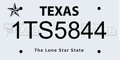 1TS5844 Texas License Plate