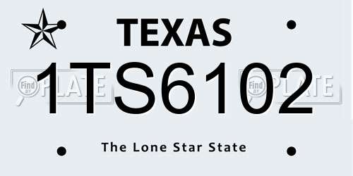 1TS6102 Texas License Plate