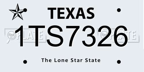 1TS7326 Texas License Plate