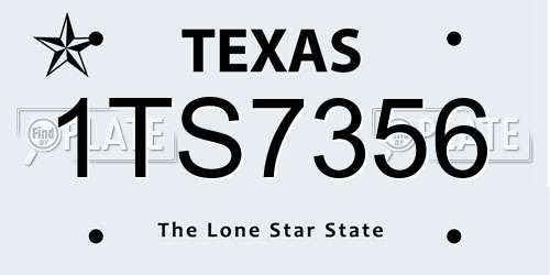 1TS7356 Texas License Plate