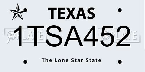 1TSA452 Texas License Plate