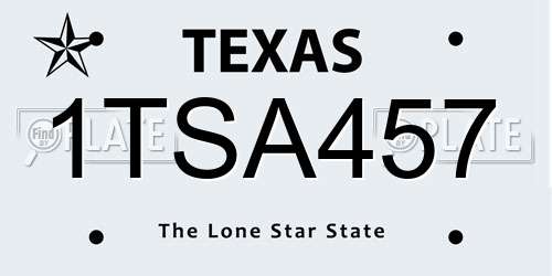 1TSA457 Texas License Plate