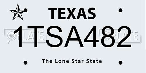1TSA482 Texas License Plate