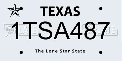 1TSA487 Texas License Plate