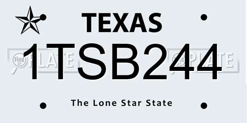 1TSB244 Texas License Plate
