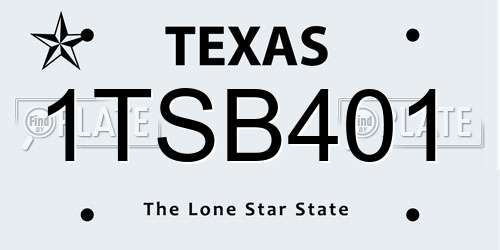 1TSB401 Texas License Plate