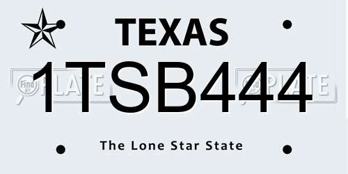 1TSB444 Texas License Plate