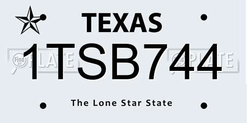 1TSB744 Texas License Plate