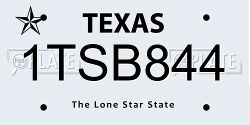 1TSB844 Texas License Plate