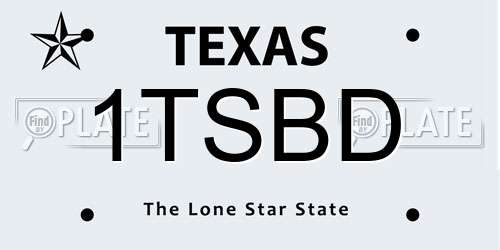 1TSBD Texas License Plate