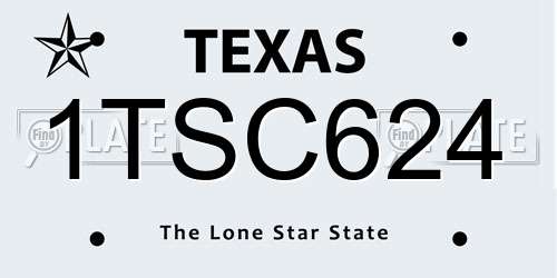 1TSC624 Texas License Plate