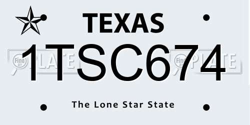 1TSC674 Texas License Plate